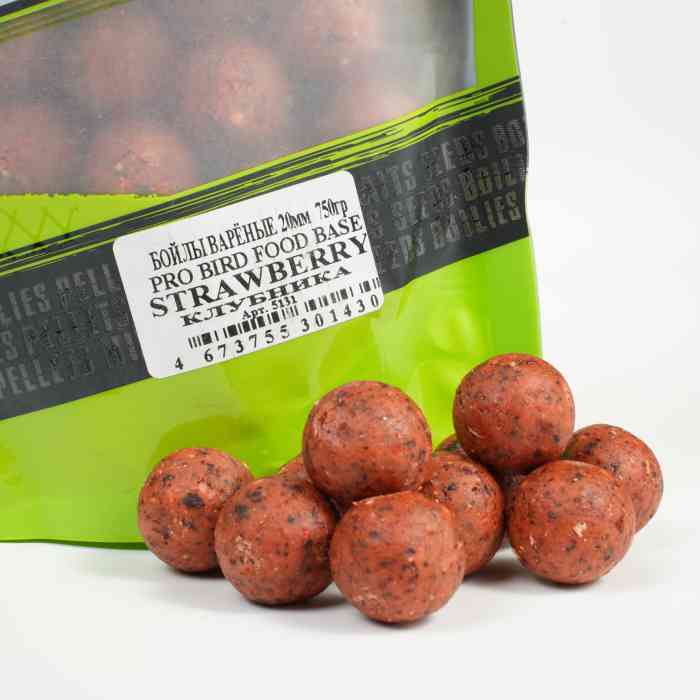 Бойлы варёные клубника PRO BIRD FOOD д15 мм